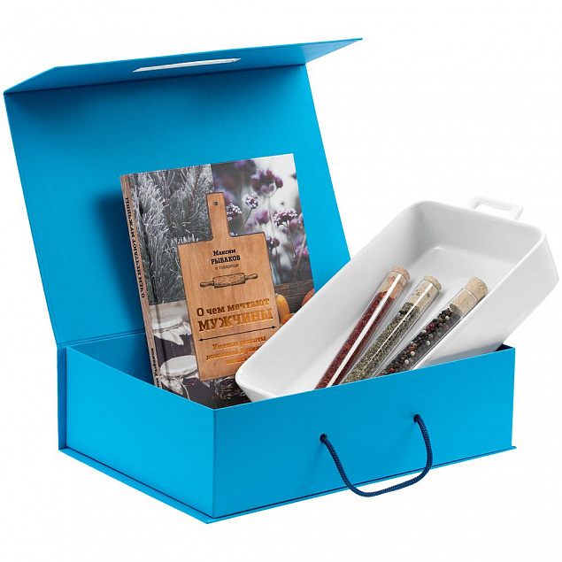 Коробка Case, подарочная, голубая с логотипом в Самаре заказать по выгодной цене в кибермаркете AvroraStore