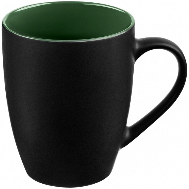 Кружка Bright Tulip, матовая, черная с зеленым с логотипом в Самаре заказать по выгодной цене в кибермаркете AvroraStore