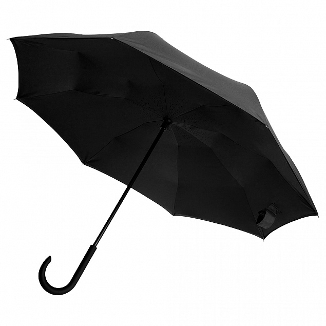 Зонт наоборот Unit Style, трость, черный с логотипом в Самаре заказать по выгодной цене в кибермаркете AvroraStore