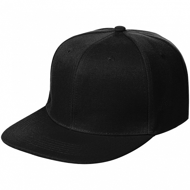 Бейсболка Snapback с прямым козырьком, черная с логотипом в Самаре заказать по выгодной цене в кибермаркете AvroraStore
