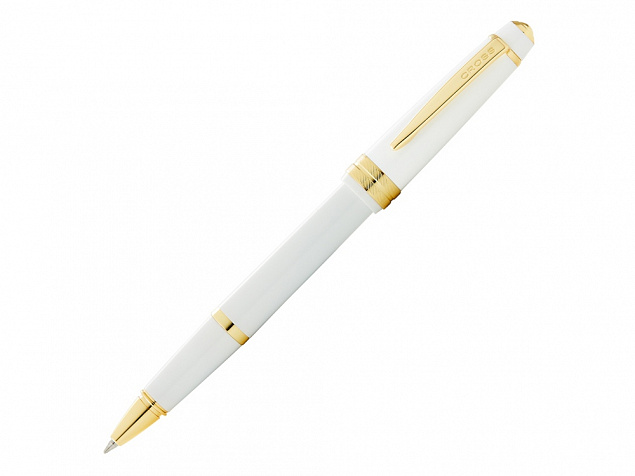 Ручка-роллер Bailey Light Polished White Resin and Gold Tone с логотипом в Самаре заказать по выгодной цене в кибермаркете AvroraStore