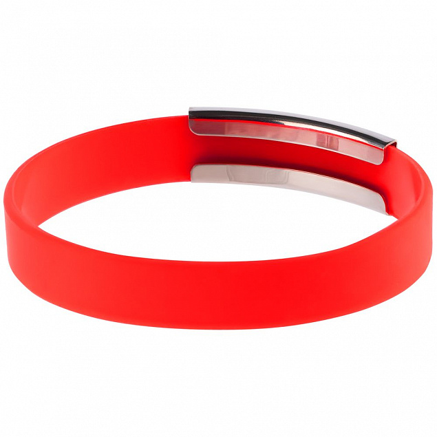 Силиконовый браслет Brisky с металлической шильдой, красный с логотипом в Самаре заказать по выгодной цене в кибермаркете AvroraStore