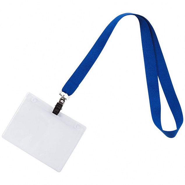 Лента для бейджа Neckband, синий с логотипом в Самаре заказать по выгодной цене в кибермаркете AvroraStore