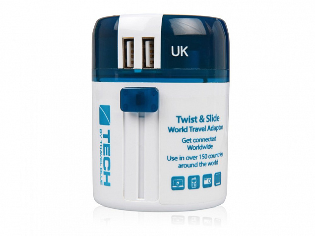 Адаптер с 2-мя USB-портами Twist & Slide с логотипом в Самаре заказать по выгодной цене в кибермаркете AvroraStore