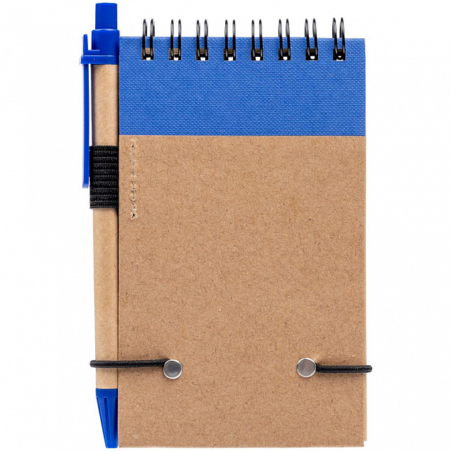 Блокнот на кольцах Eco Note с ручкой, синий с логотипом в Самаре заказать по выгодной цене в кибермаркете AvroraStore