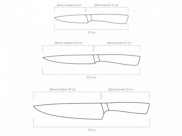 Набор из 3 кухонных ножей в универсальном блоке «UNA» с логотипом в Самаре заказать по выгодной цене в кибермаркете AvroraStore