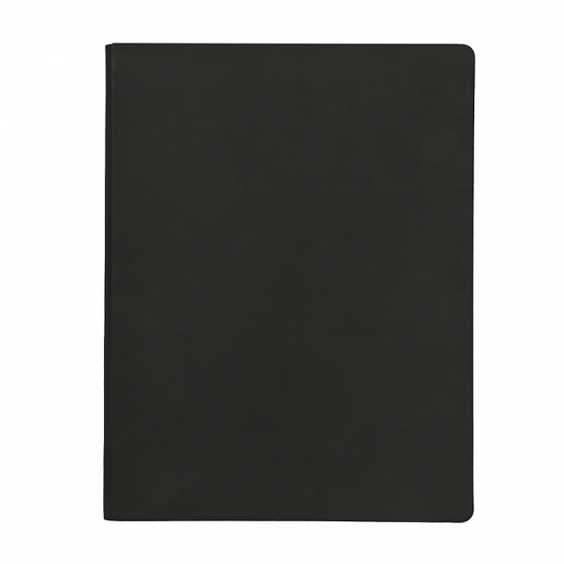 Бизнес-блокнот "Biggy", B5 формат, черный, серый форзац, мягкая обложка, в клетку с логотипом в Самаре заказать по выгодной цене в кибермаркете AvroraStore