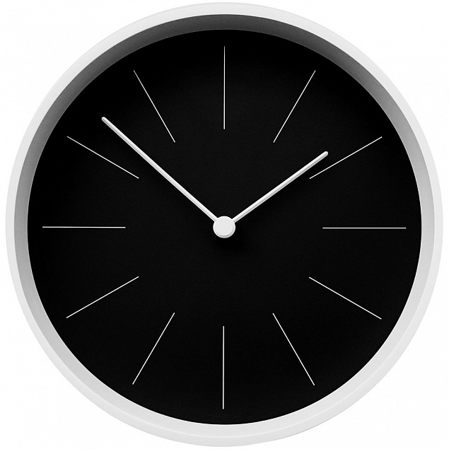 Часы настенные Neo, черные с белым с логотипом в Самаре заказать по выгодной цене в кибермаркете AvroraStore