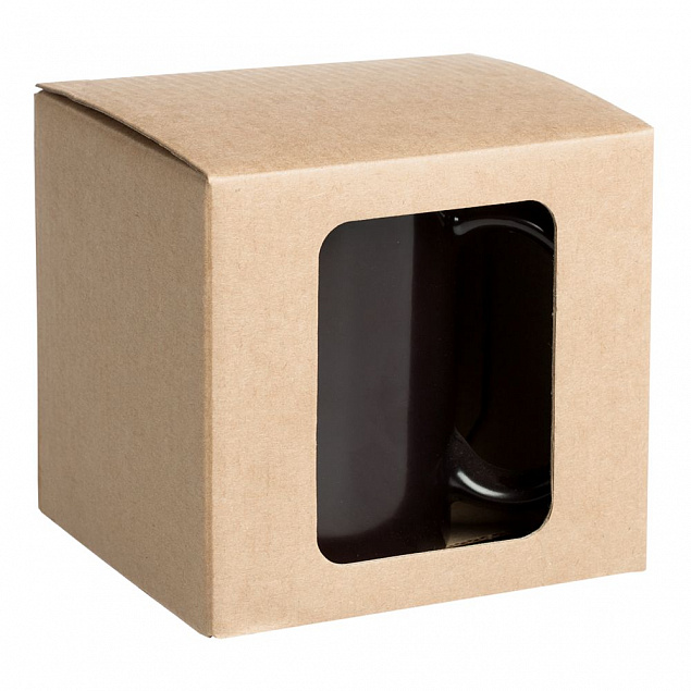Коробка для кружки Window, крафт с логотипом в Самаре заказать по выгодной цене в кибермаркете AvroraStore