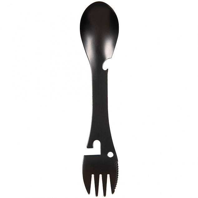 Походный столовый прибор Full Spoon, черный с логотипом в Самаре заказать по выгодной цене в кибермаркете AvroraStore