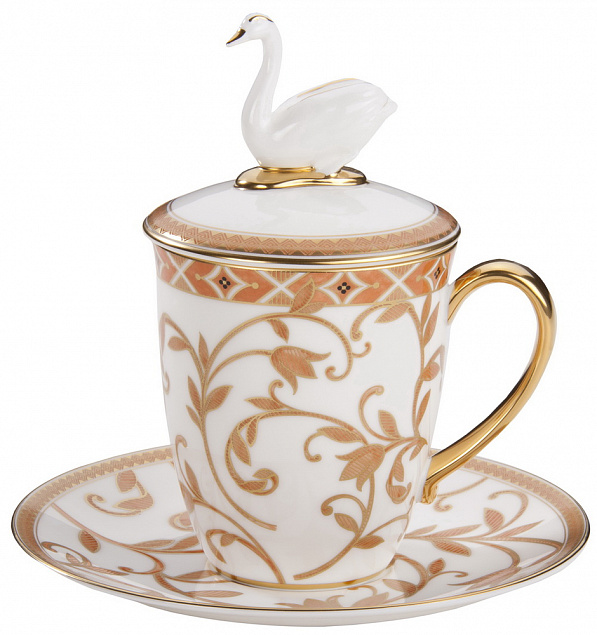 Чайная пара Swan с терракотовым орнаментом с логотипом в Самаре заказать по выгодной цене в кибермаркете AvroraStore