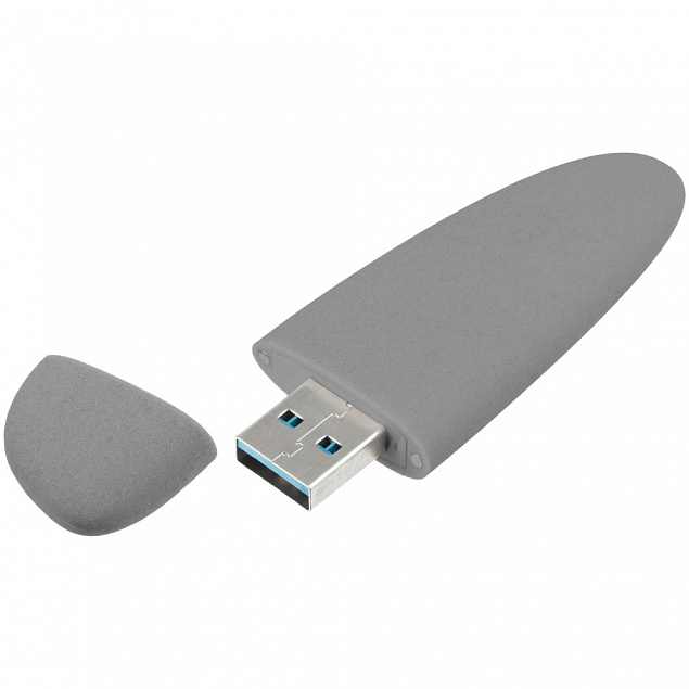Флешка Pebble, серая, USB 3.0, 16 Гб с логотипом в Самаре заказать по выгодной цене в кибермаркете AvroraStore