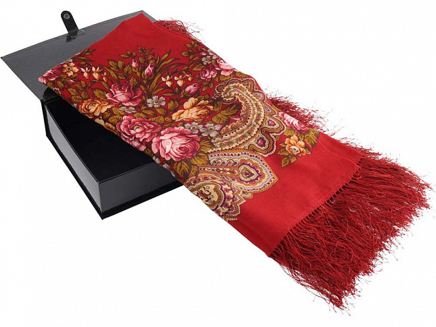 Павловопосадский платок, красный с логотипом в Самаре заказать по выгодной цене в кибермаркете AvroraStore