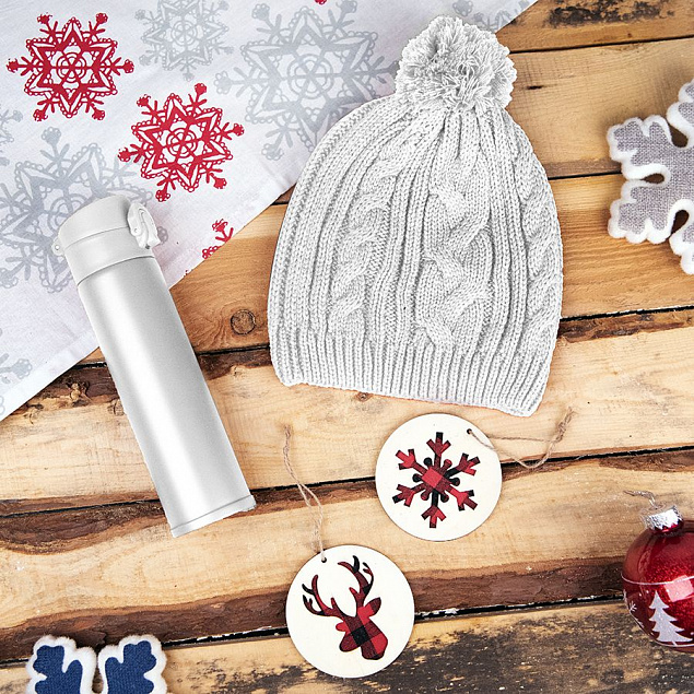 Подарочный набор WINTER TALE: шапка, термос, новогодние украшения, белый с логотипом в Самаре заказать по выгодной цене в кибермаркете AvroraStore