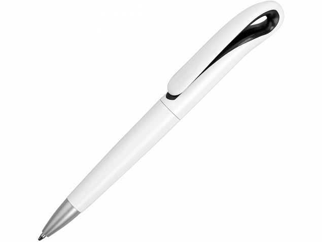 Ручка шариковая Swansea, белый/черный, черные чернила с логотипом в Самаре заказать по выгодной цене в кибермаркете AvroraStore