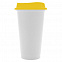 Стакан с крышкой Color Cap White, белый с желтым с логотипом в Самаре заказать по выгодной цене в кибермаркете AvroraStore