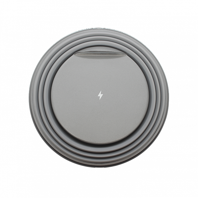 Беспроводное зарядное устройство Atomic с LED подсветкой (серый) с логотипом в Самаре заказать по выгодной цене в кибермаркете AvroraStore