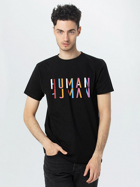 Футболка Human, черная с логотипом в Самаре заказать по выгодной цене в кибермаркете AvroraStore