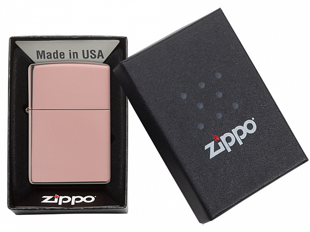 Зажигалка ZIPPO Classic с покрытием High Polish Rose Gold с логотипом в Самаре заказать по выгодной цене в кибермаркете AvroraStore