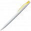 Ручка шариковая Pin, белая с желтым с логотипом в Самаре заказать по выгодной цене в кибермаркете AvroraStore