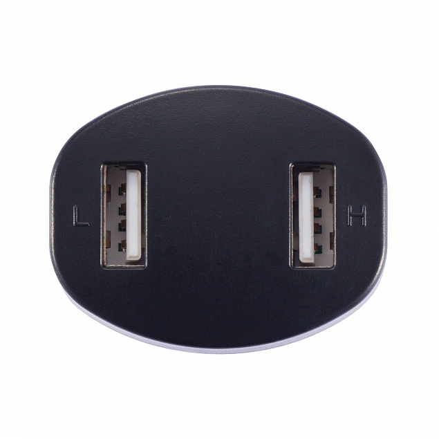 Зарядное устройство для автомобиля с 2 USB-портами, черный с логотипом в Самаре заказать по выгодной цене в кибермаркете AvroraStore