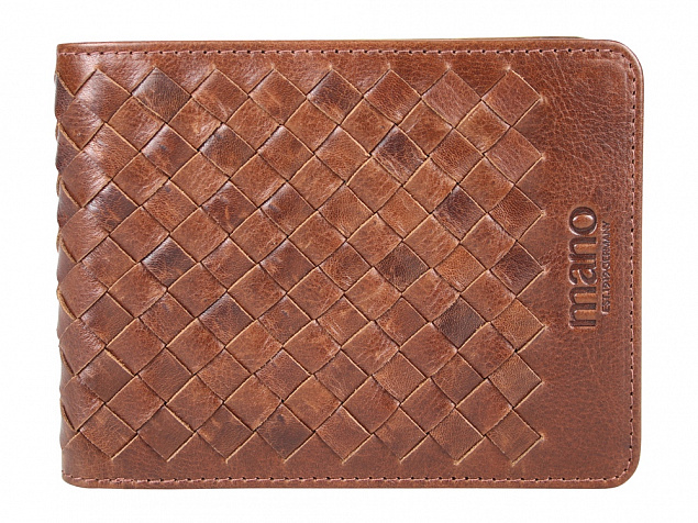 Бумажник Mano Don Luca, натуральная кожа в коньячном цвете, 12,5 х 9,7 см с логотипом в Самаре заказать по выгодной цене в кибермаркете AvroraStore