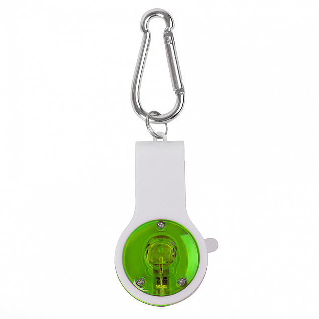 Брелок со свистком, фонариком и светоотражателем FLOYKIN на карабине, зеленый с белым,3,7х6,7х1,5см с логотипом в Самаре заказать по выгодной цене в кибермаркете AvroraStore