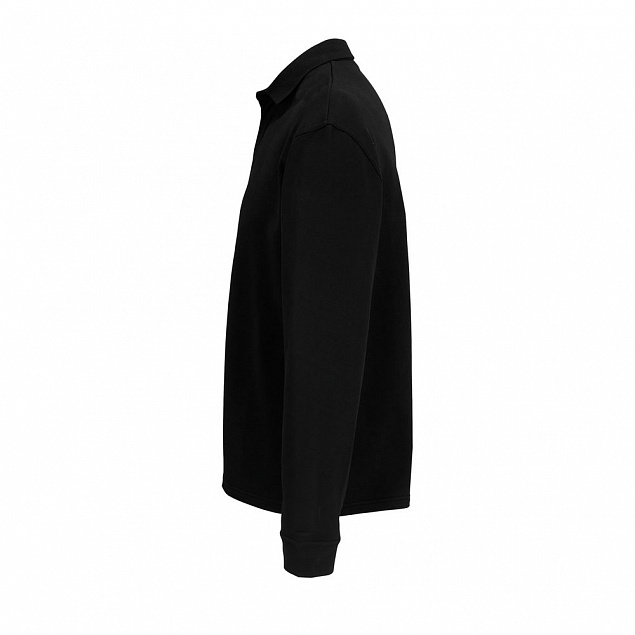 Рубашка поло оверсайз с длинным рукавом Heritage, черная с логотипом в Самаре заказать по выгодной цене в кибермаркете AvroraStore
