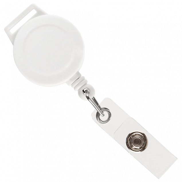 Ретрактор Attach с ушком для ленты, белый с логотипом в Самаре заказать по выгодной цене в кибермаркете AvroraStore