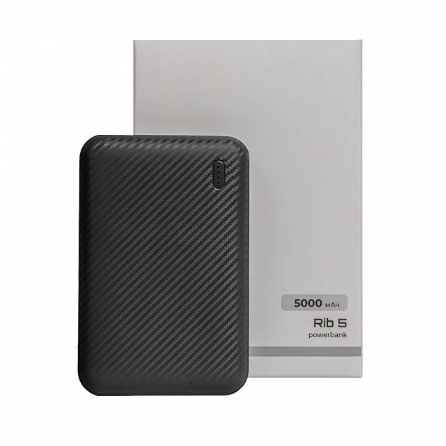 Универсальный аккумулятор OMG Rib 5 (5000 мАч), черный, 9,8х6.3х1,4 см с логотипом в Самаре заказать по выгодной цене в кибермаркете AvroraStore