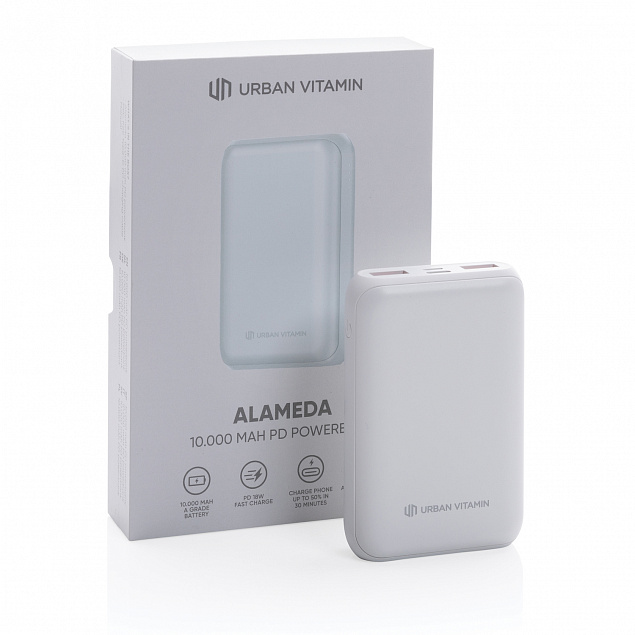 Внешний аккумулятор Urban Vitamin Alameda с быстрой зарядкой PD, 18 Вт, 10000 мАч с логотипом в Самаре заказать по выгодной цене в кибермаркете AvroraStore