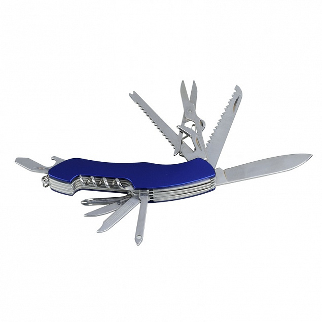 Карманный нож Mainz с 12 функциями, синий с логотипом в Самаре заказать по выгодной цене в кибермаркете AvroraStore