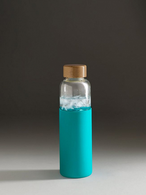 Бутылка для воды Dakar, прозрачная с бирюзовым с логотипом в Самаре заказать по выгодной цене в кибермаркете AvroraStore