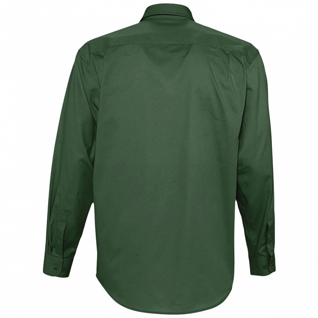 Рубашка мужская с длинным рукавом BEL AIR, темно-зеленая с логотипом в Самаре заказать по выгодной цене в кибермаркете AvroraStore