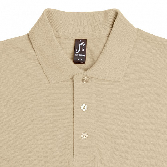 Рубашка поло мужская SUMMER 170, бежевая с логотипом в Самаре заказать по выгодной цене в кибермаркете AvroraStore