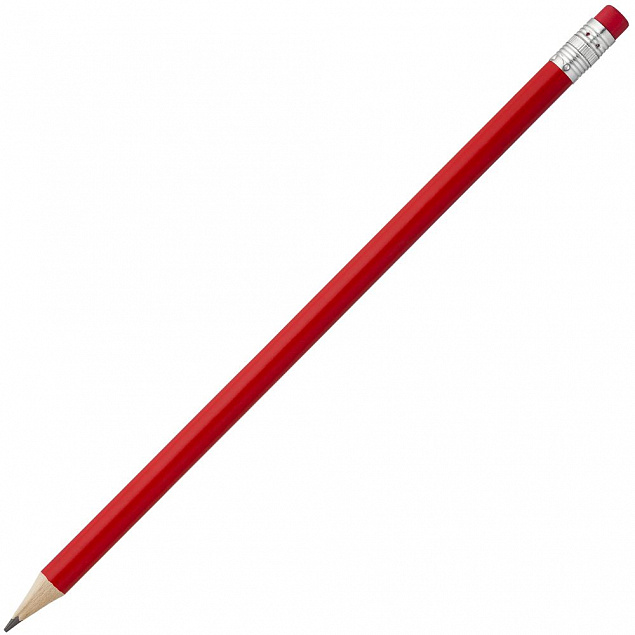 Карандаш простой Hand Friend с ластиком, красный с логотипом в Самаре заказать по выгодной цене в кибермаркете AvroraStore