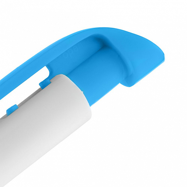 Ручка шариковая Favorite, белая с голубым с логотипом в Самаре заказать по выгодной цене в кибермаркете AvroraStore