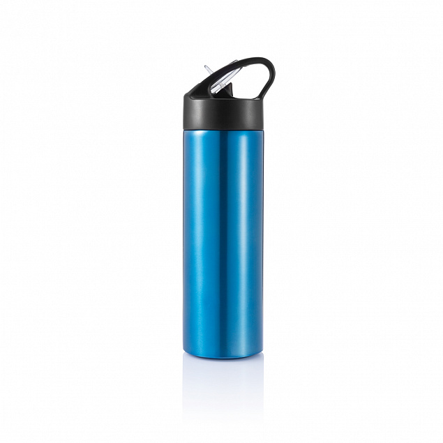 Спортивная бутылка для воды с трубочкой, 500 мл, синий с логотипом в Самаре заказать по выгодной цене в кибермаркете AvroraStore