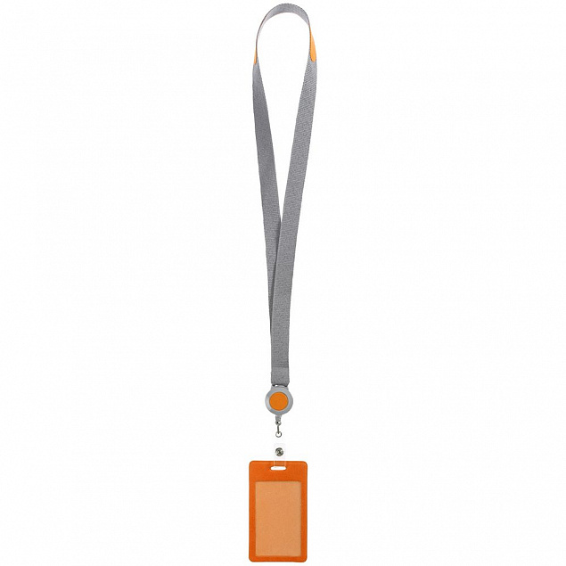Чехол для пропуска с лентой и ретрактором Devon, оранжевый с логотипом в Самаре заказать по выгодной цене в кибермаркете AvroraStore