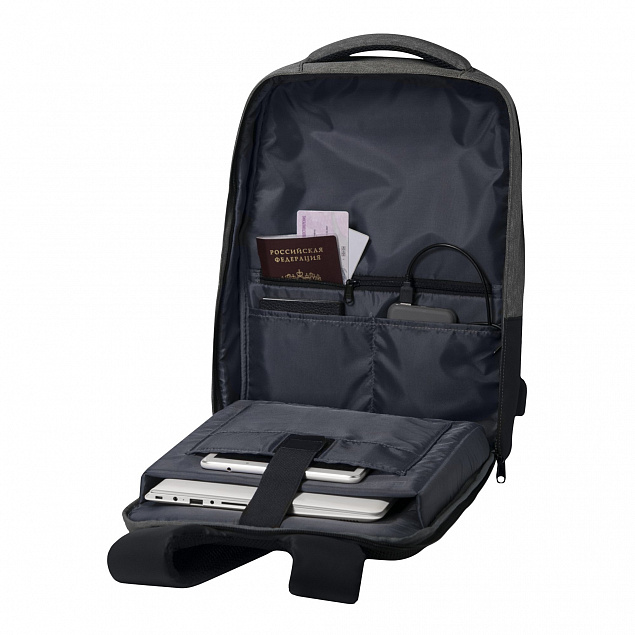 Бизнес рюкзак Leardo Plus с USB разъемом, серый/серый с логотипом в Самаре заказать по выгодной цене в кибермаркете AvroraStore