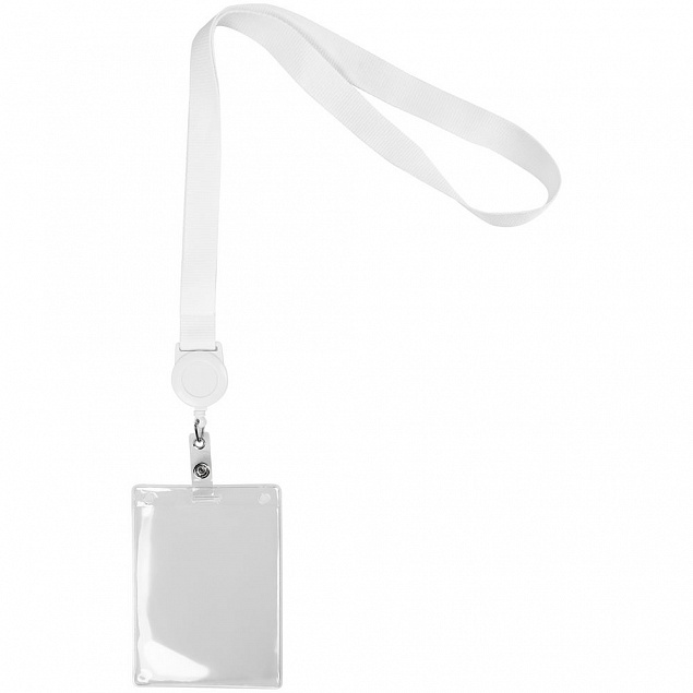 Лента для бейджа с ретрактором Retract ver.2, белая с логотипом в Самаре заказать по выгодной цене в кибермаркете AvroraStore