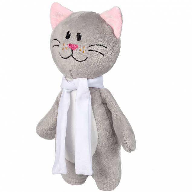 Мягкая игрушка Beastie Toys, котик с белым шарфом с логотипом в Самаре заказать по выгодной цене в кибермаркете AvroraStore