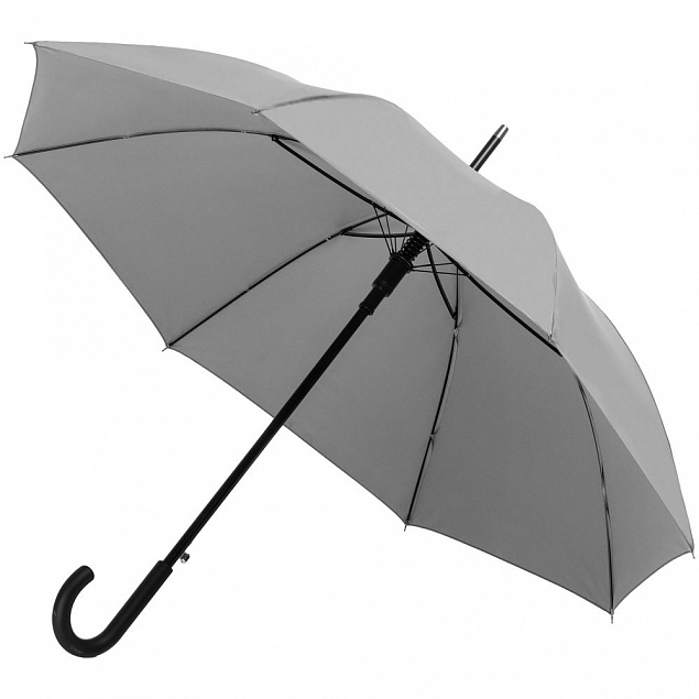 Зонт-трость Manifest со светоотражающим куполом, серый с логотипом в Самаре заказать по выгодной цене в кибермаркете AvroraStore