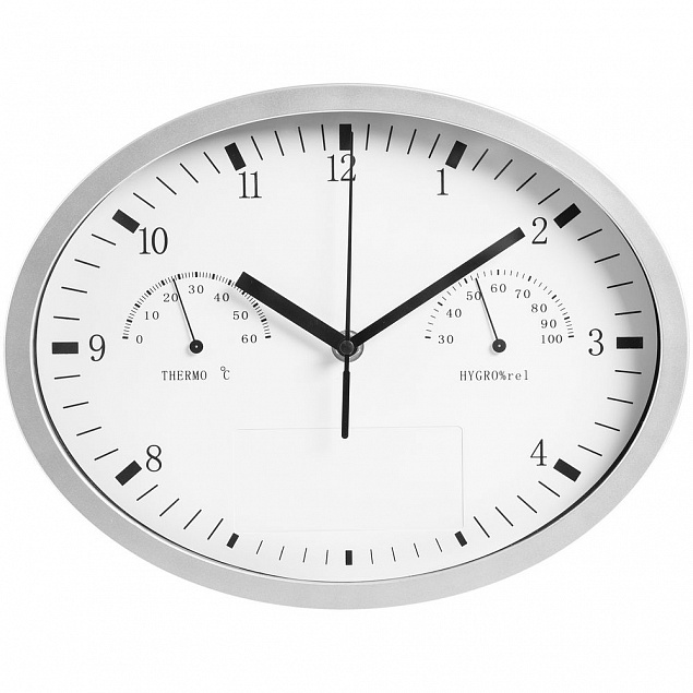 Часы настенные, INSERT3 с термометром и гигрометром, белые с логотипом в Самаре заказать по выгодной цене в кибермаркете AvroraStore