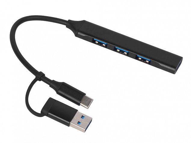 USB-хаб «Link» с коннектором 2-в-1 USB-C и USB-A, 2.0/3.0 с логотипом в Самаре заказать по выгодной цене в кибермаркете AvroraStore