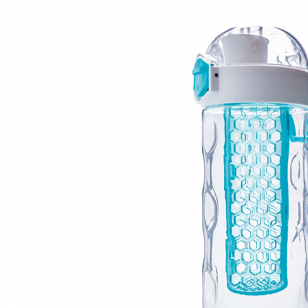 Герметичная бутылка для воды с контейнером для фруктов Honeycomb, бирюзовый с логотипом в Самаре заказать по выгодной цене в кибермаркете AvroraStore