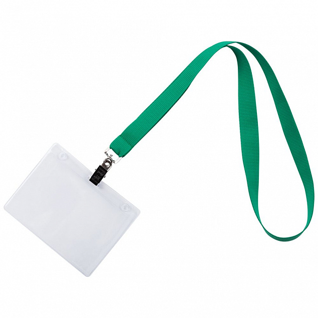 Лента для бейджа Neckband, зеленый с логотипом в Самаре заказать по выгодной цене в кибермаркете AvroraStore