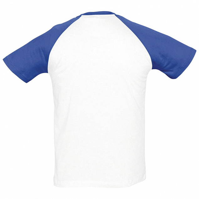 Футболка мужская двухцветная FUNKY 150, белая с ярко-синим с логотипом в Самаре заказать по выгодной цене в кибермаркете AvroraStore