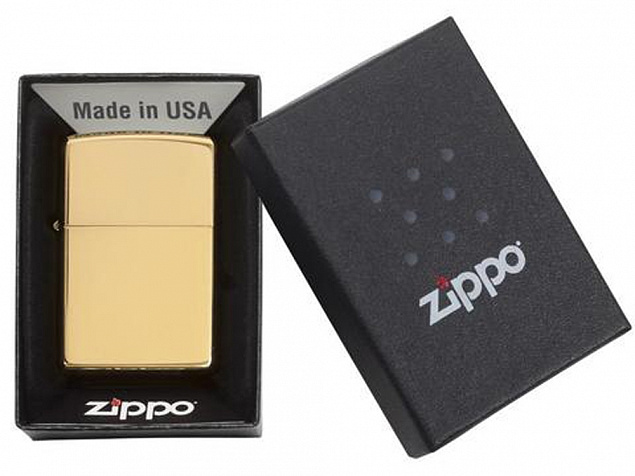 Зажигалка ZIPPO Classic с покрытием High Polish Brass с логотипом в Самаре заказать по выгодной цене в кибермаркете AvroraStore