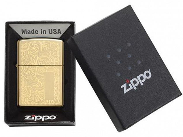 Зажигалка ZIPPO Venetian® с покрытием High Polish Brass с логотипом в Самаре заказать по выгодной цене в кибермаркете AvroraStore